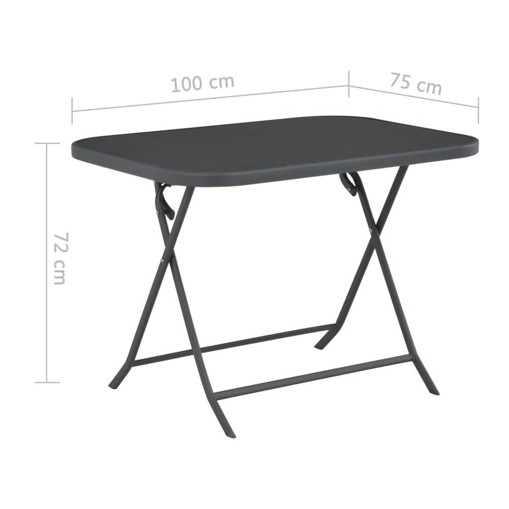 Kokoontaittuva puutarhapöytä harmaa 100x75x72 cm lasi ja teräs - Sisustajankoti.fi