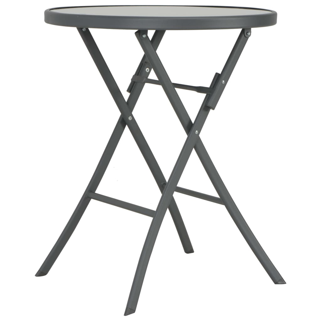 Kokoontaittuva bistropöytä harmaa 60x70 cm lasi ja teräs - Sisustajankoti.fi