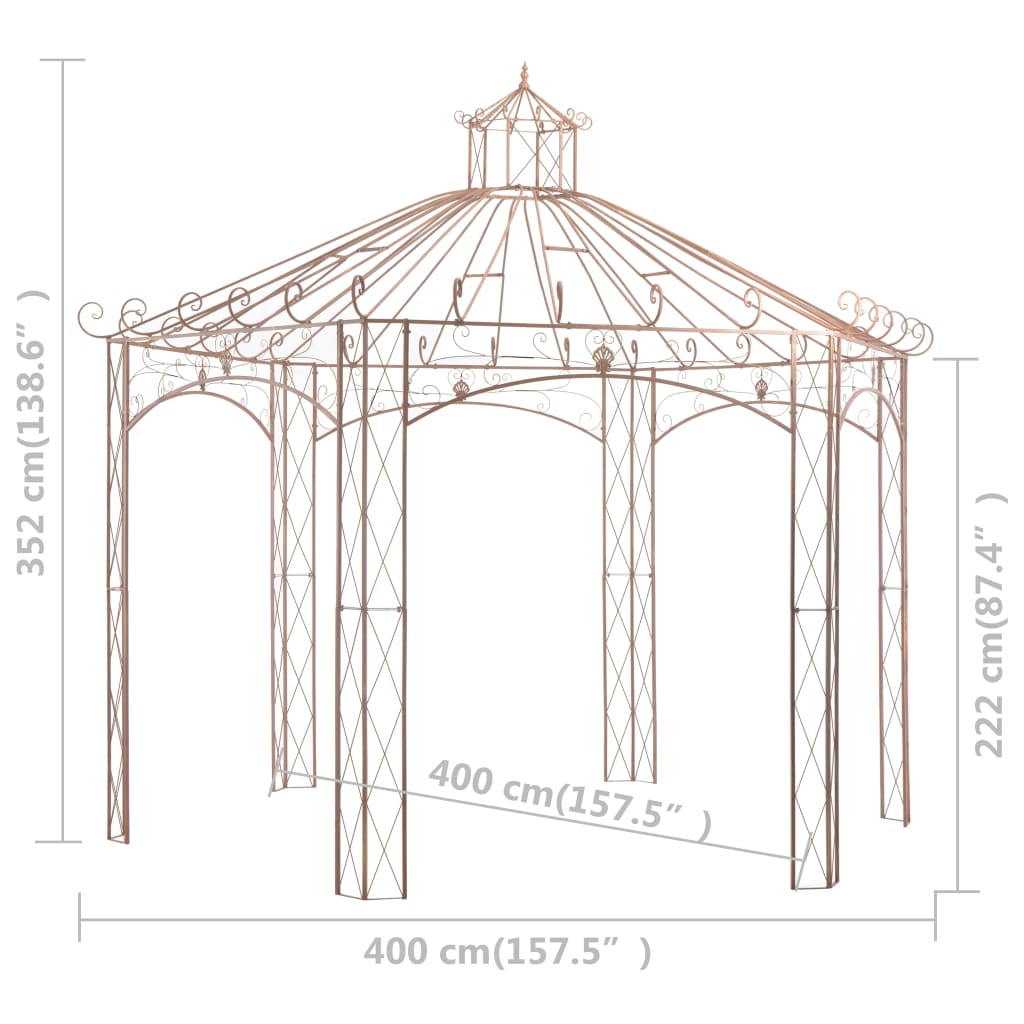 Puutarhan huvimaja antiikinruskea 4 m rauta - Sisustajankoti.fi