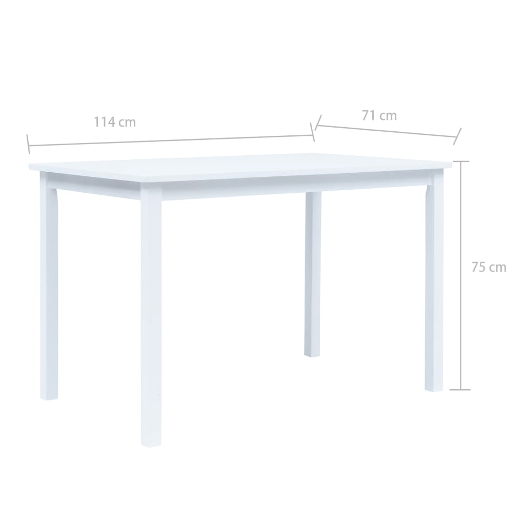 Ruokapöytä valkoinen 114x71x75 cm kumipuu - Sisustajankoti.fi