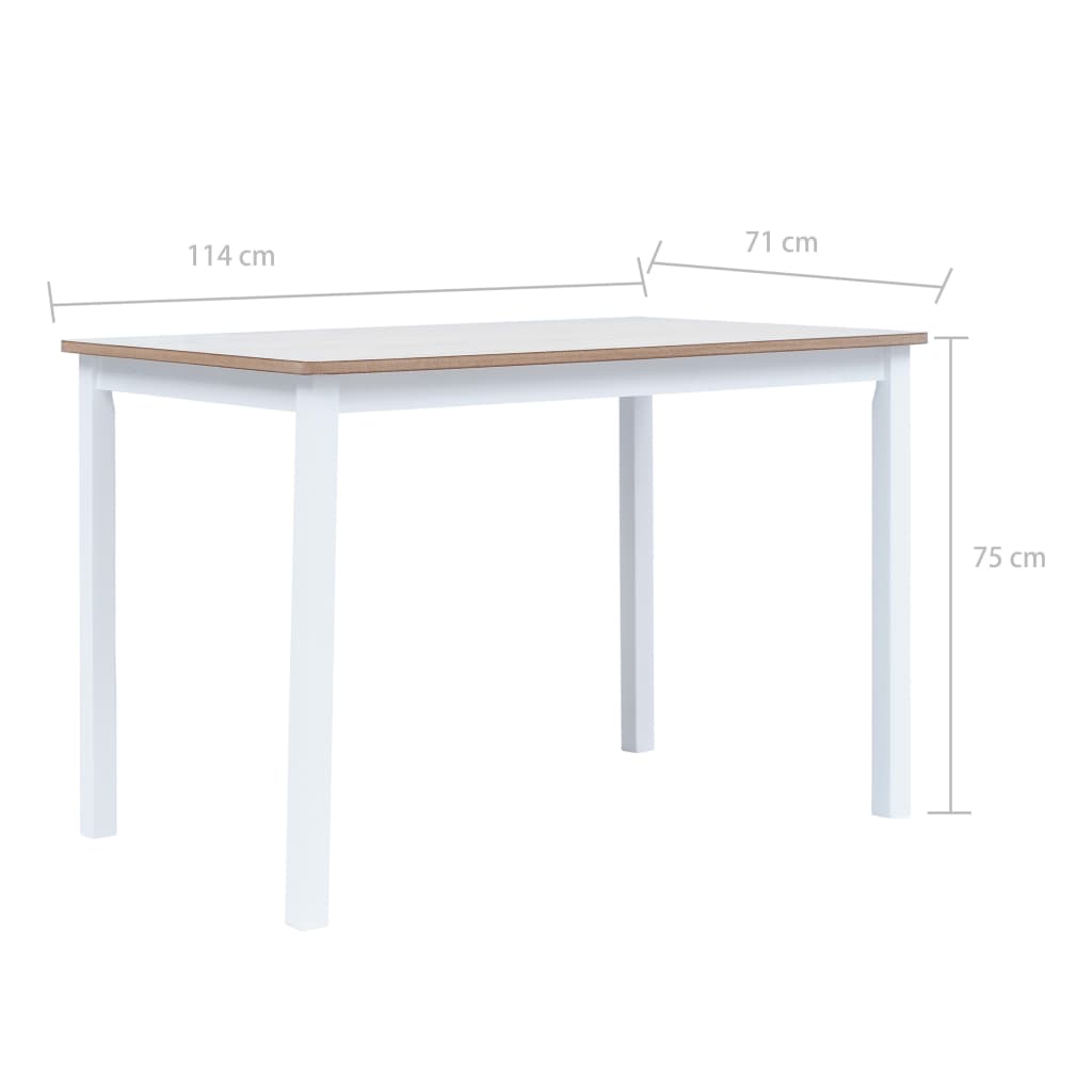 Ruokapöytä valkoinen ja ruskea 114x71x75 cm kumipuu - Sisustajankoti.fi