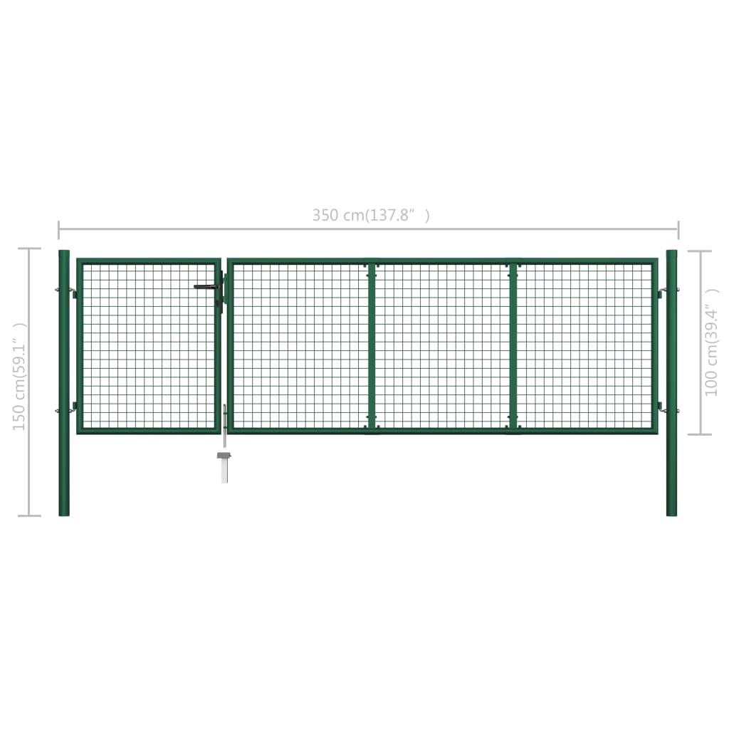 Puutarhaportti teräs 350x100 cm vihreä - Sisustajankoti.fi