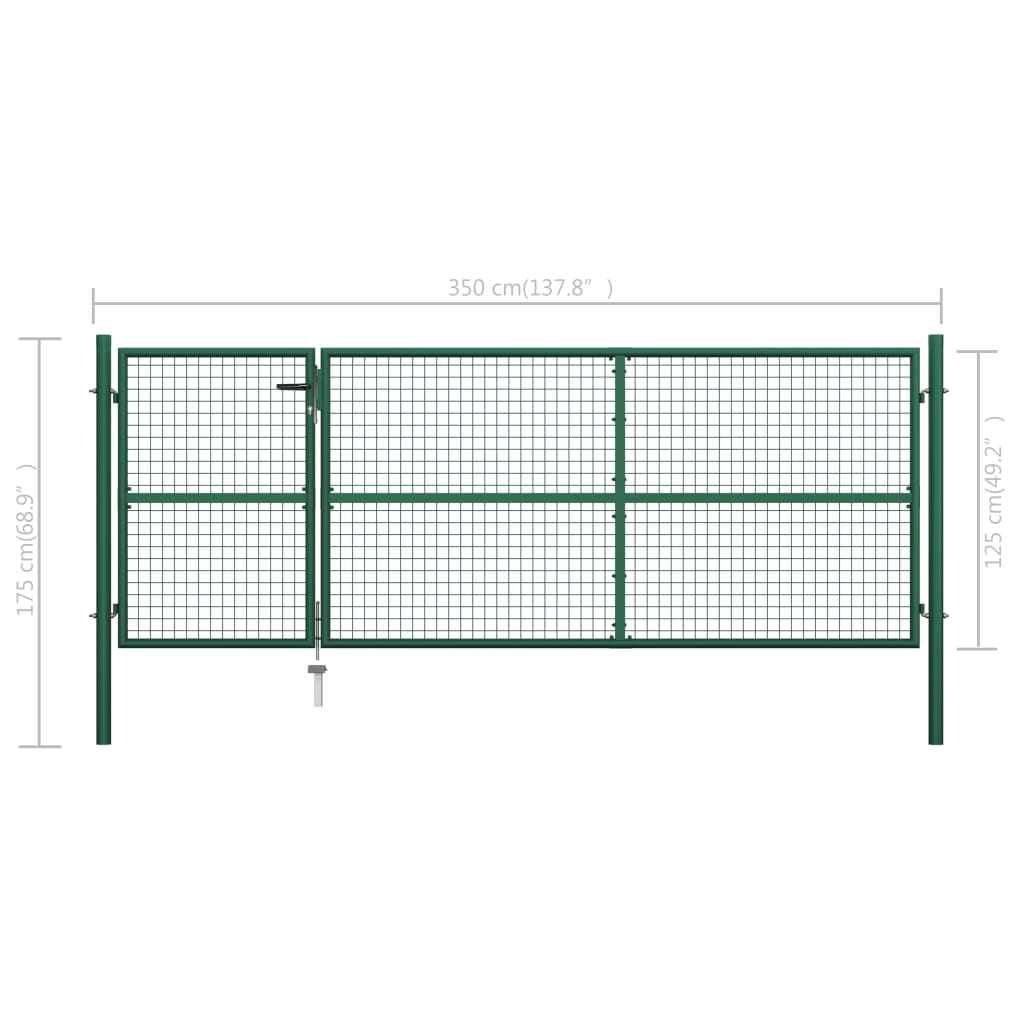 Puutarhaportti teräs 350x125 cm vihreä - Sisustajankoti.fi