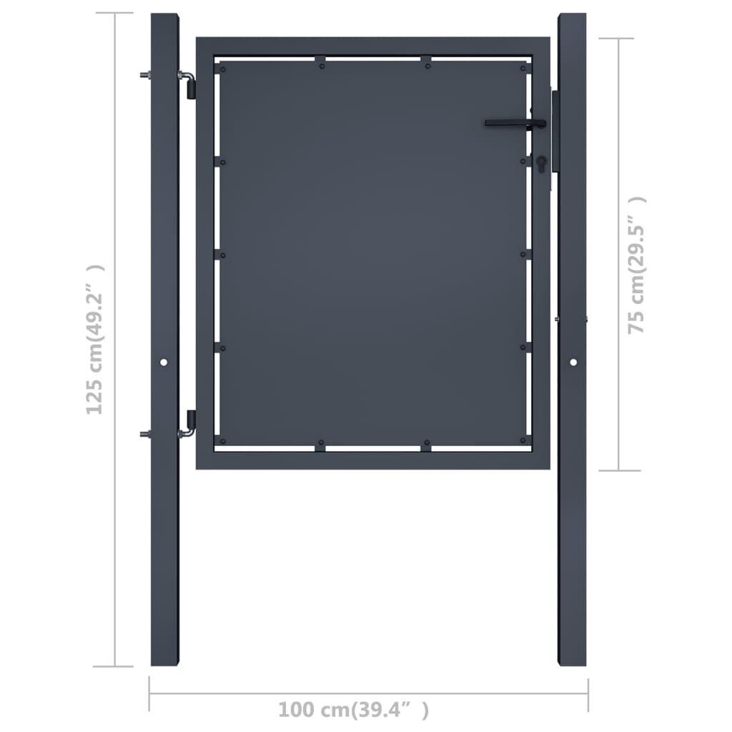 Puutarhaportti teräs 100x75 cm antrasiitti - Sisustajankoti.fi