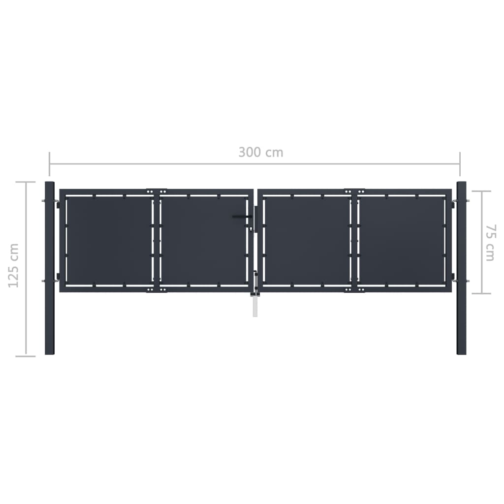 Puutarhaportti teräs 300x75 cm antrasiitti - Sisustajankoti.fi