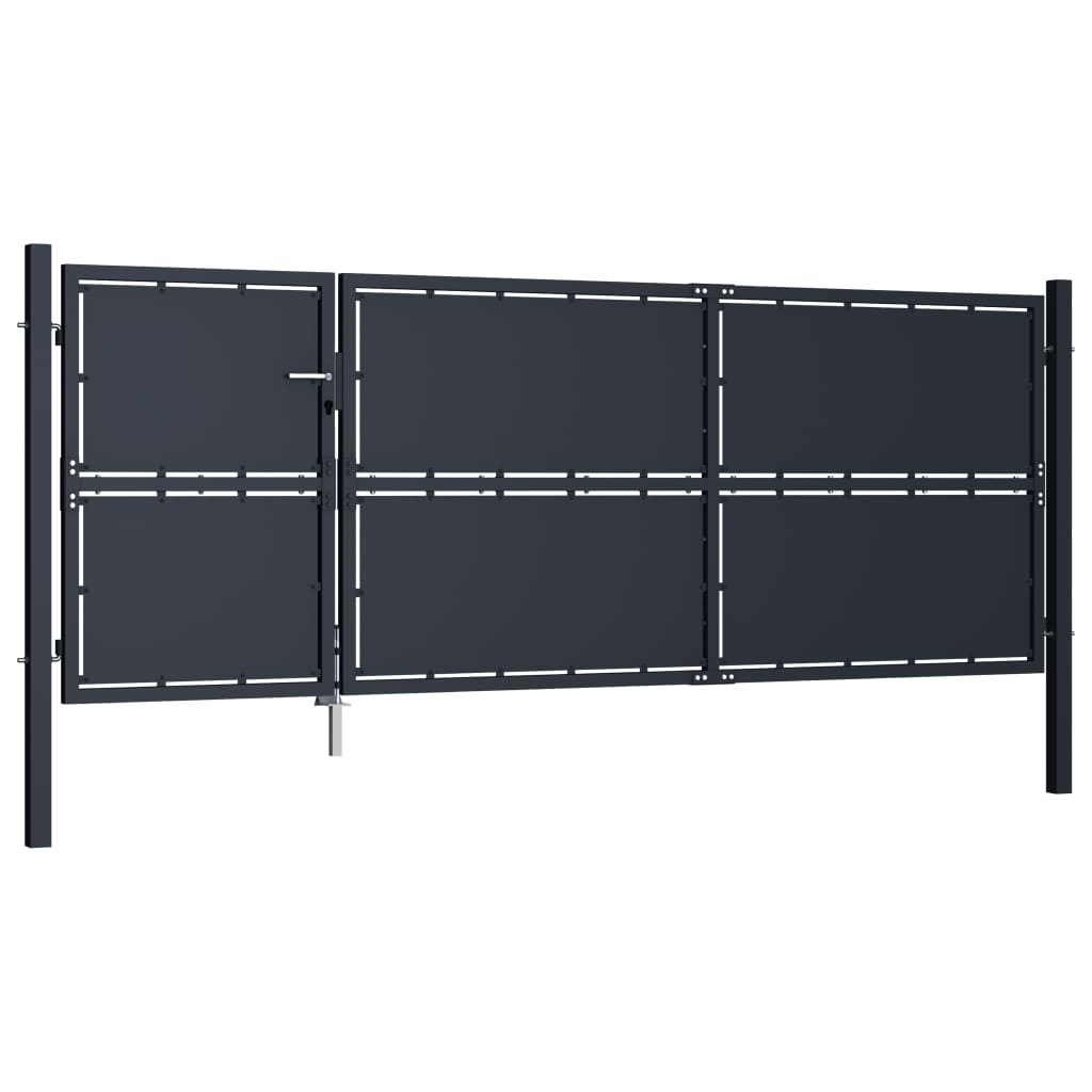 Puutarhaportti teräs 350x125 cm antrasiitti - Sisustajankoti.fi