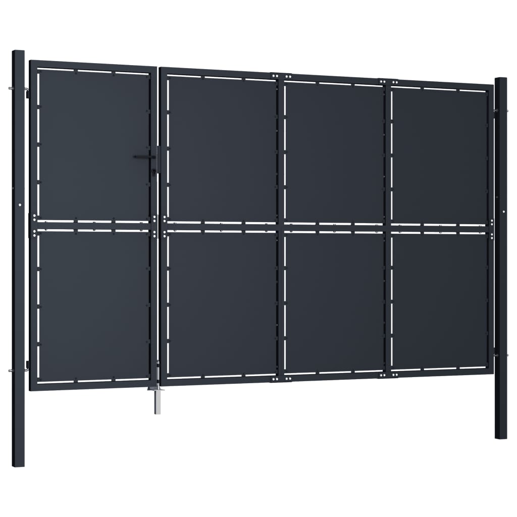 Puutarhaportti teräs 350x150 cm antrasiitti - Sisustajankoti.fi