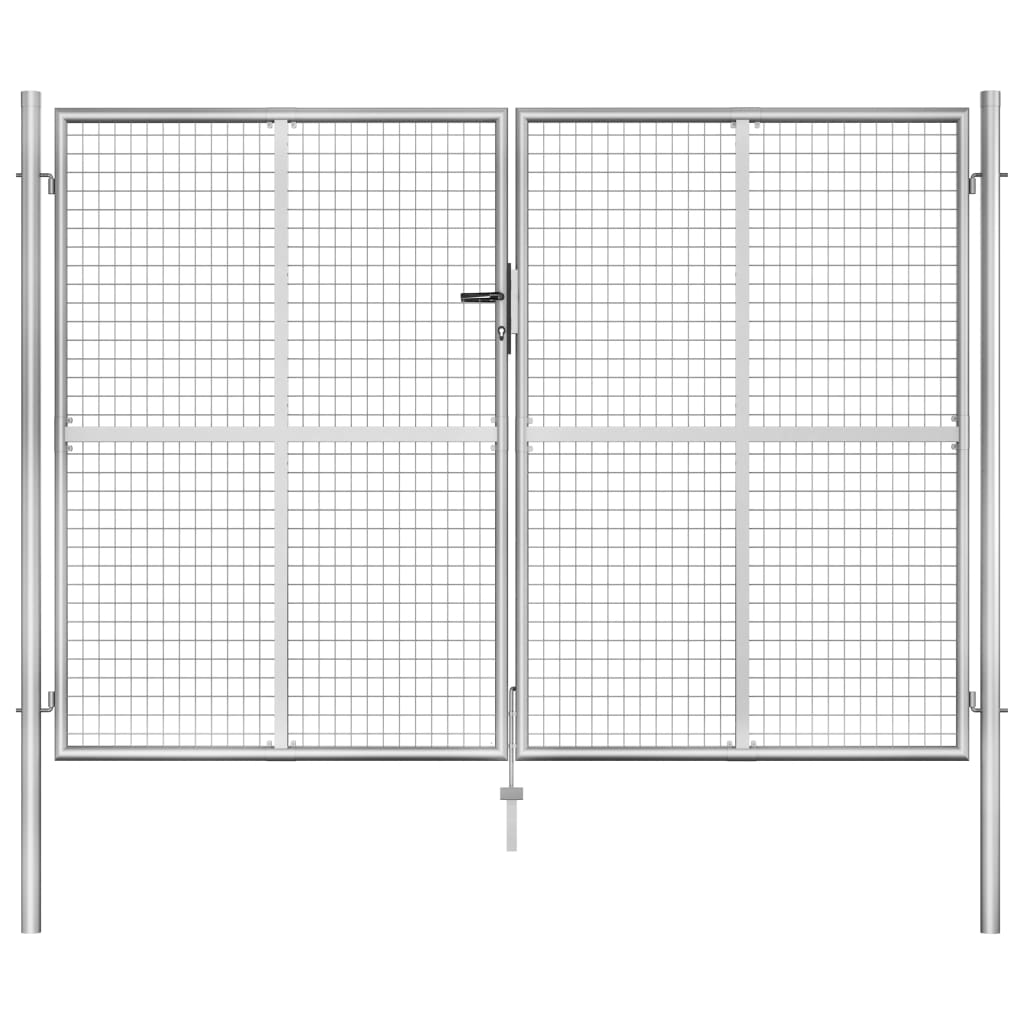 Puutarhaportti galvanoitu teräs 306x225 cm hopea - Sisustajankoti.fi