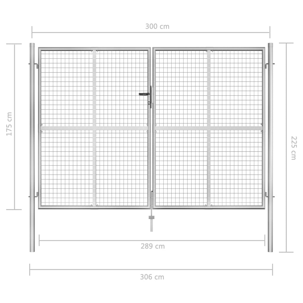 Puutarhaportti galvanoitu teräs 306x225 cm hopea - Sisustajankoti.fi