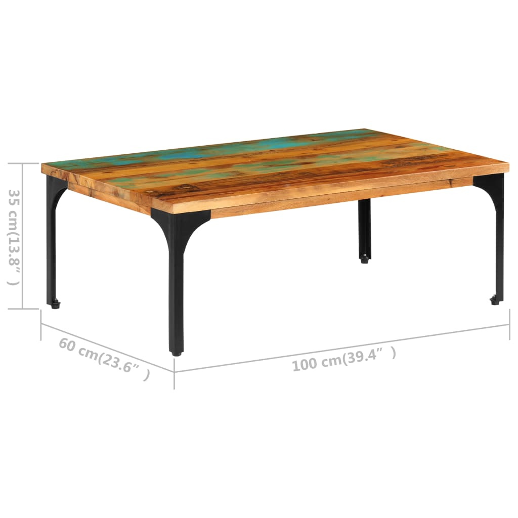 Sohvapöytä 100x60x35 cm kierrätetty puu - Sisustajankoti.fi