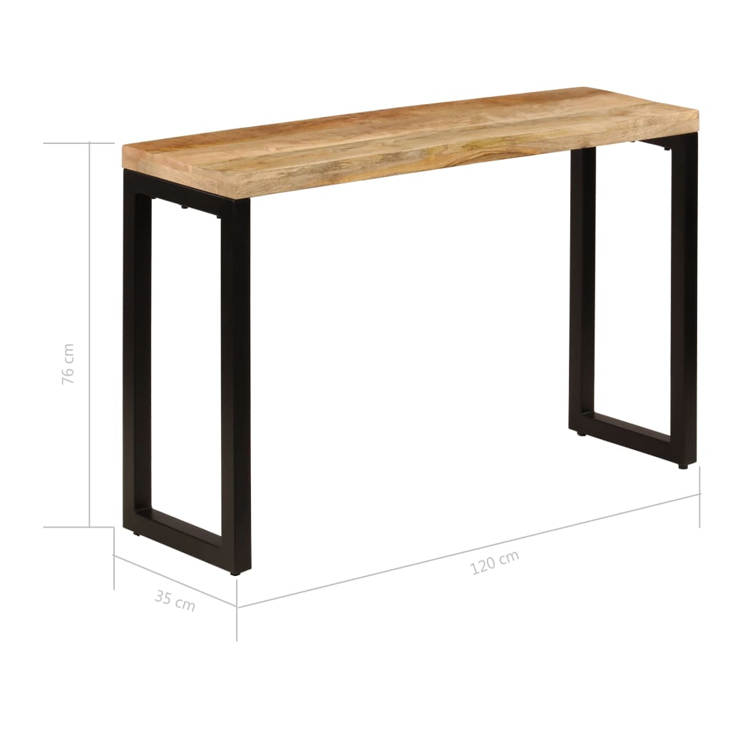 Sivupöytä 120x35x76 cm täysi mangopuu ja teräs - Sisustajankoti.fi
