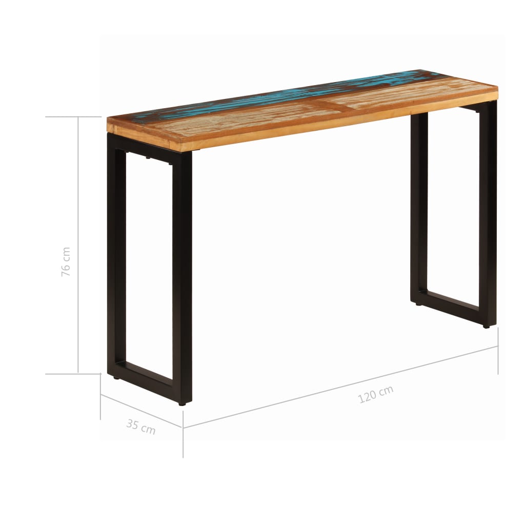 Sivupöytä 120x35x76 cm kierrätetty puu ja teräs - Sisustajankoti.fi