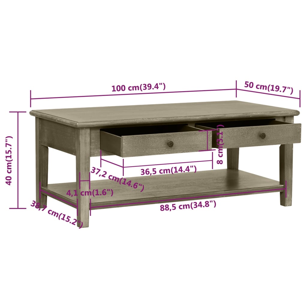 Sohvapöytä 100x50x40 cm puu - Sisustajankoti.fi