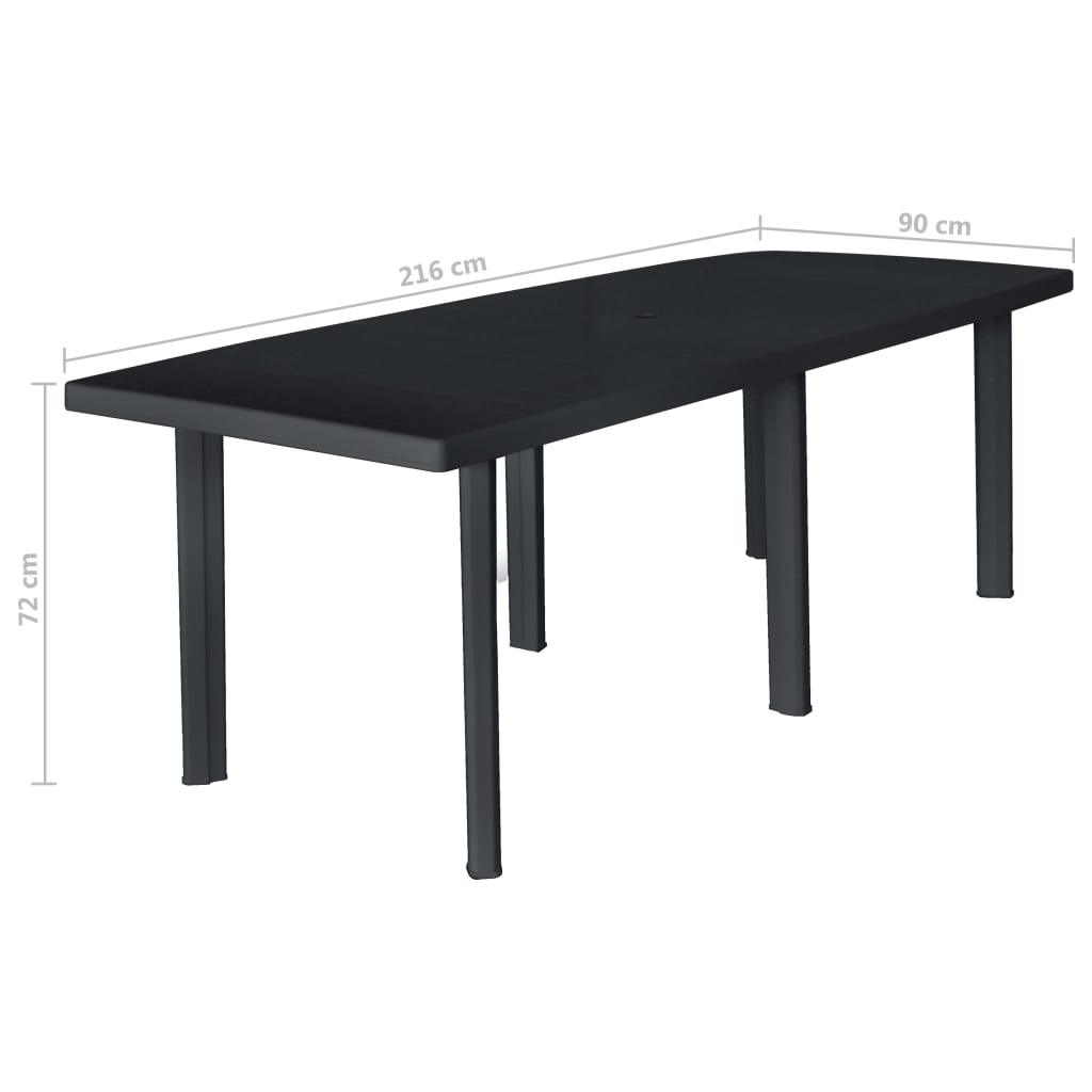 Puutarhapöytä 216x90x72 cm muovi antrasiitti - Sisustajankoti.fi