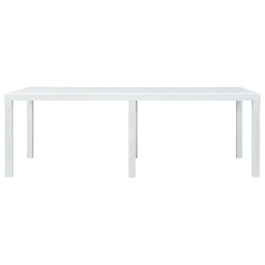 Puutarhapöytä rottinkityylinen muovi 220x90x72 cm valkoinen - Sisustajankoti.fi
