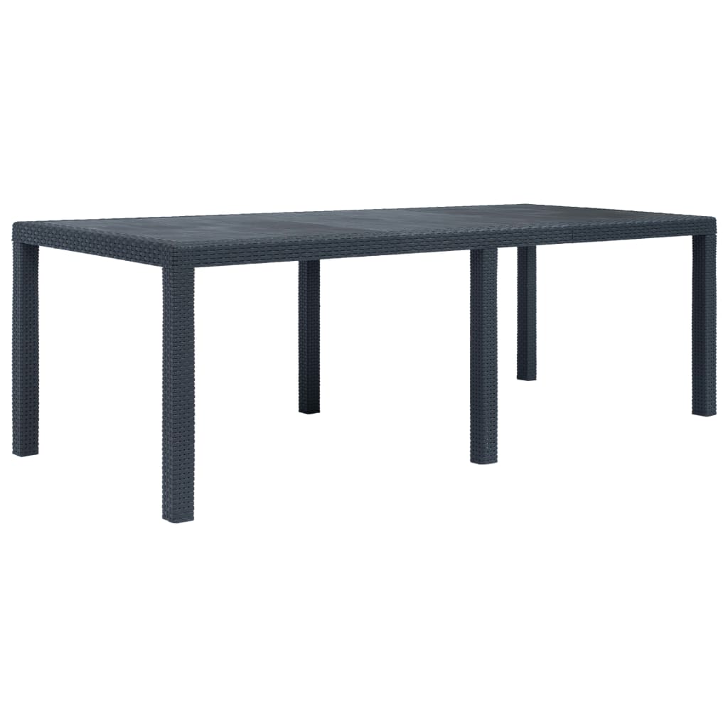 Puutarhapöytä rottinkityylinen muovi 220x90x72 cm antrasiitti - Sisustajankoti.fi