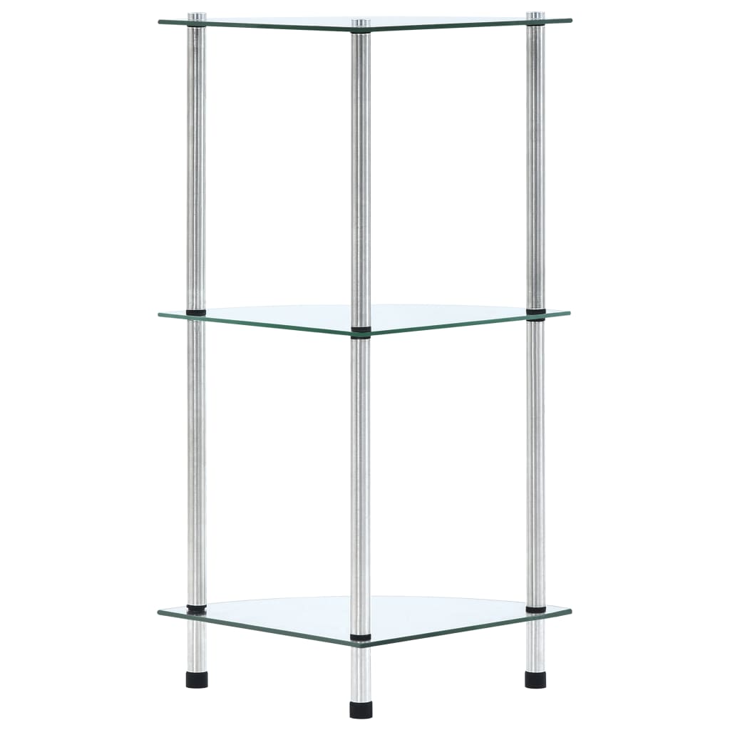 3-kerroksinen hylly läpinäkyvä 30x30x67 cm karkaistu lasi - Sisustajankoti.fi