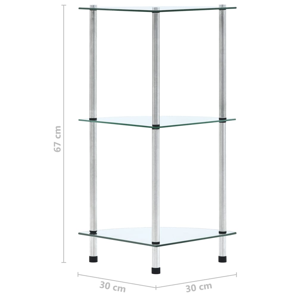 3-kerroksinen hylly läpinäkyvä 30x30x67 cm karkaistu lasi - Sisustajankoti.fi