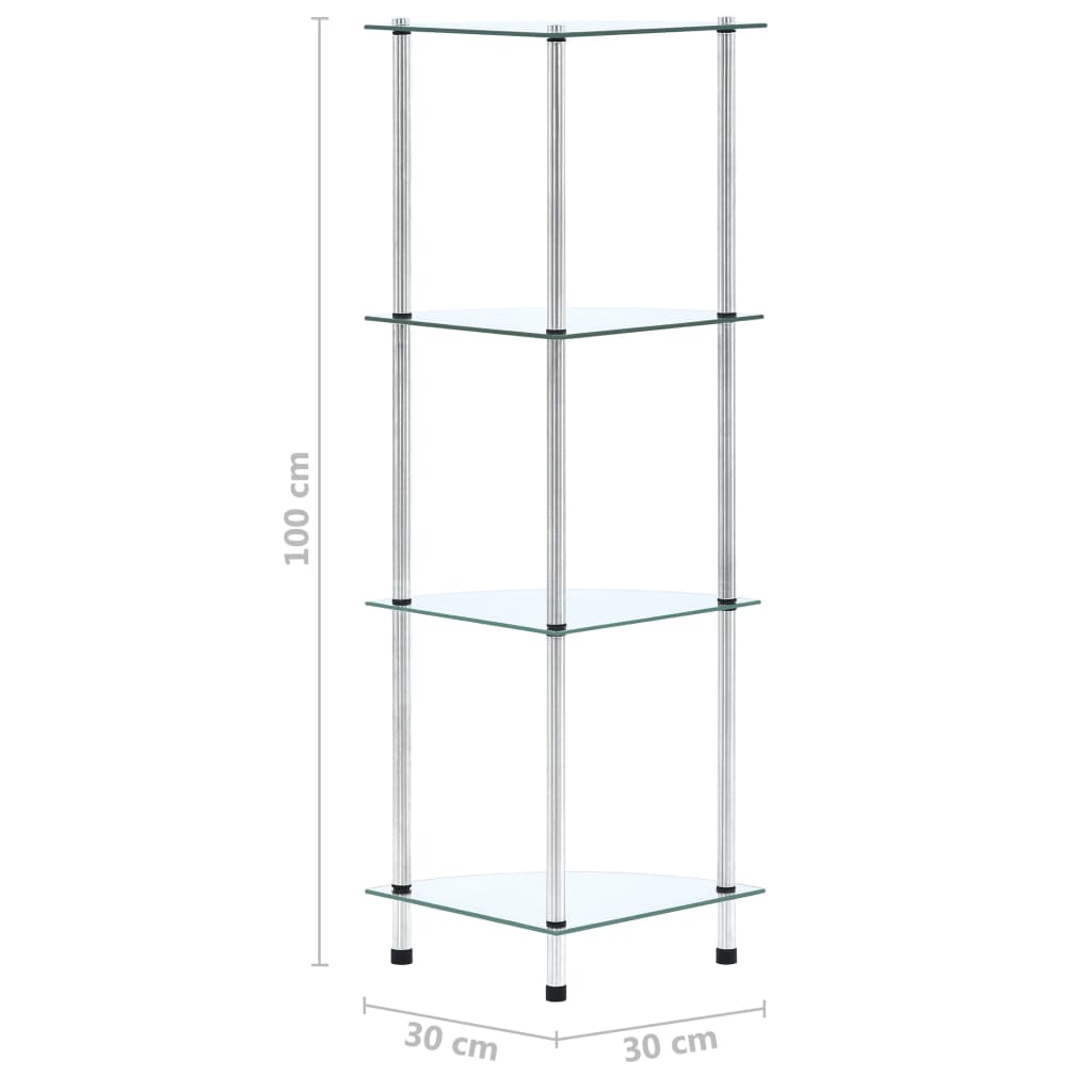 4-kerroksinen hylly läpinäkyvä 30x30x100 cm karkaistu lasi - Sisustajankoti.fi