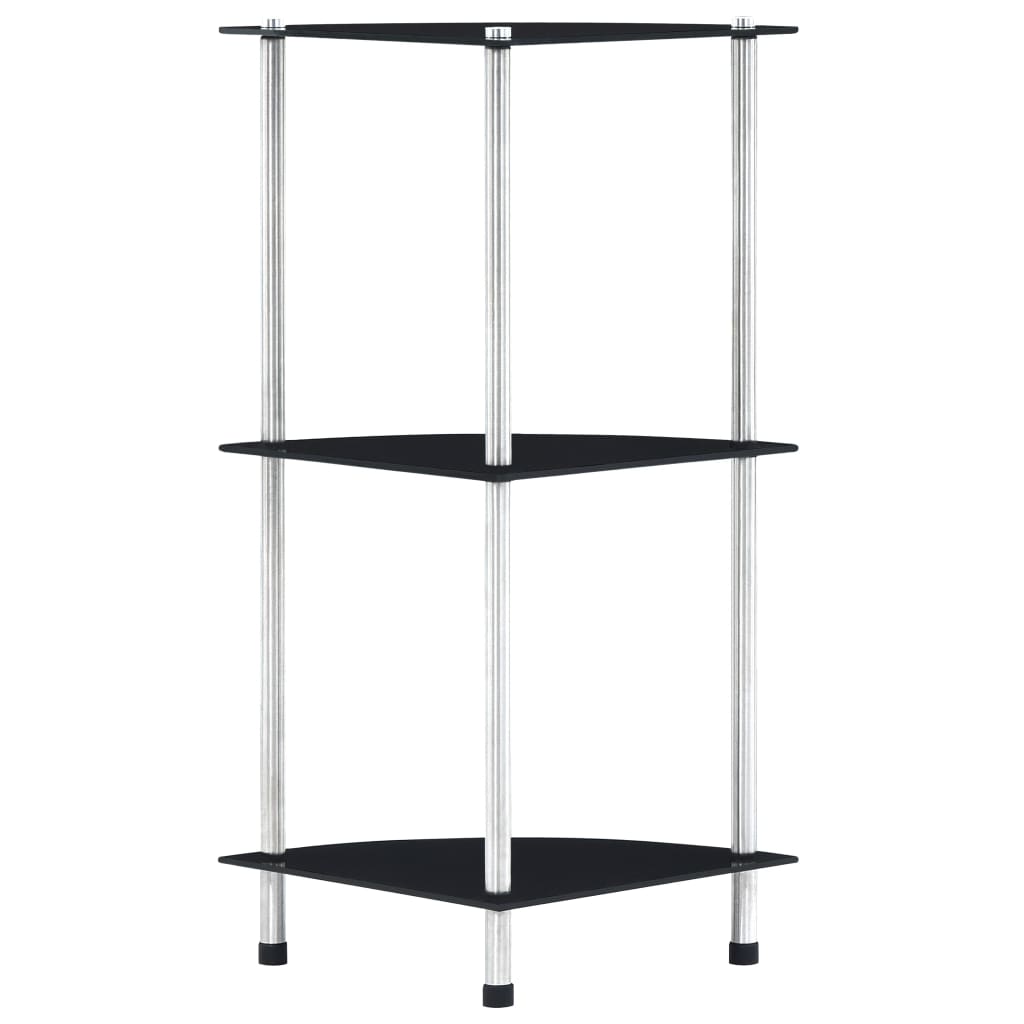3-kerroksinen hylly musta 30x30x67 cm karkaistu lasi - Sisustajankoti.fi