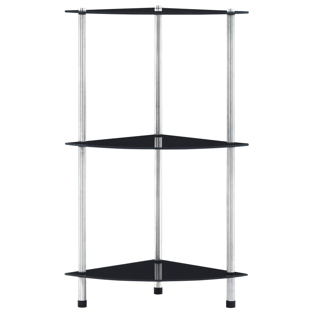 3-kerroksinen hylly musta 30x30x67 cm karkaistu lasi - Sisustajankoti.fi