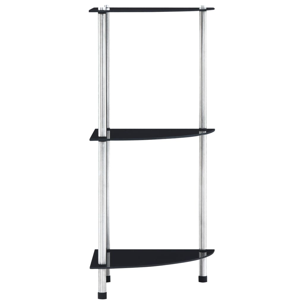 3-kerroksinen hylly musta 30x30x67 cm karkaistu lasi - Sisustajankoti.fi