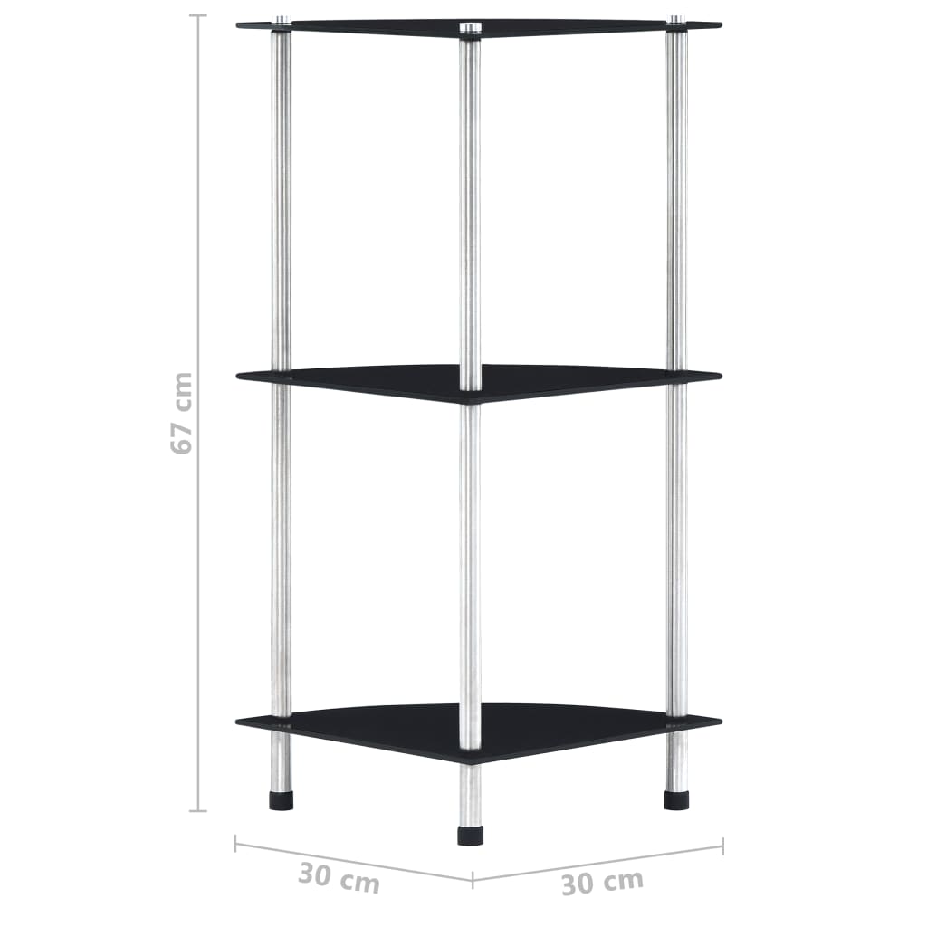3-kerroksinen hylly musta 30x30x67 cm karkaistu lasi - Sisustajankoti.fi