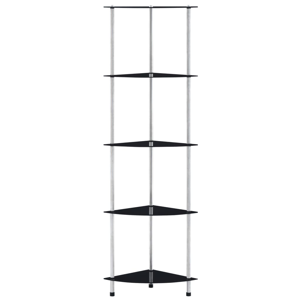 5-kerroksinen hylly musta 30x30x130 cm karkaistu lasi - Sisustajankoti.fi