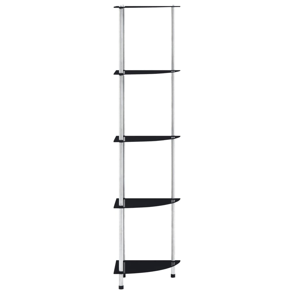 5-kerroksinen hylly musta 30x30x130 cm karkaistu lasi - Sisustajankoti.fi