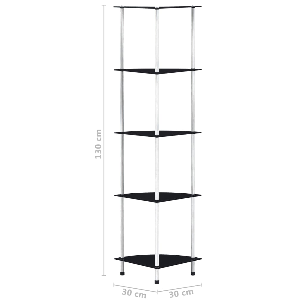 5-kerroksinen hylly musta 30x30x130 cm karkaistu lasi - Sisustajankoti.fi