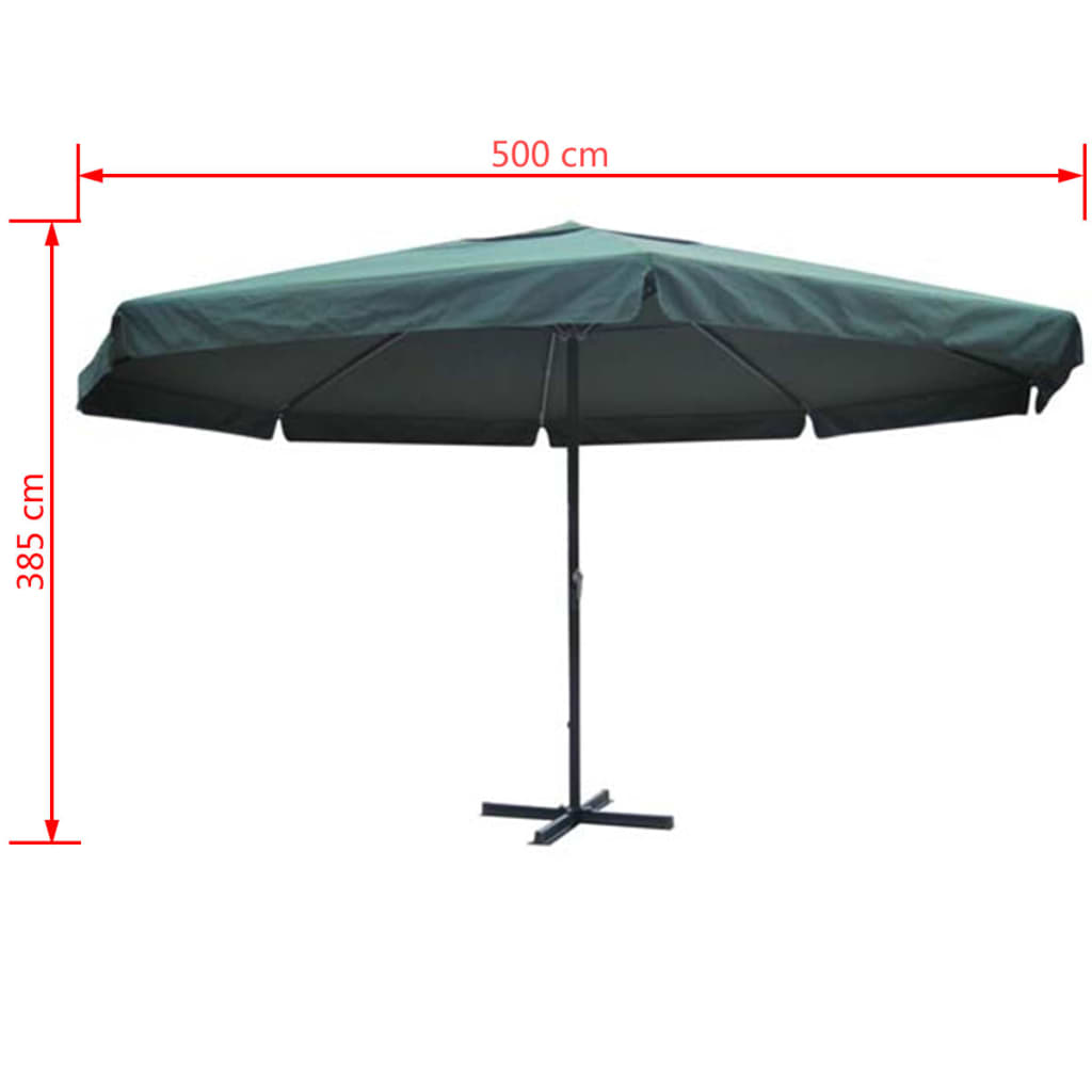 Aurinkovarjo alumiini Vihreä 500 cm - Sisustajankoti.fi