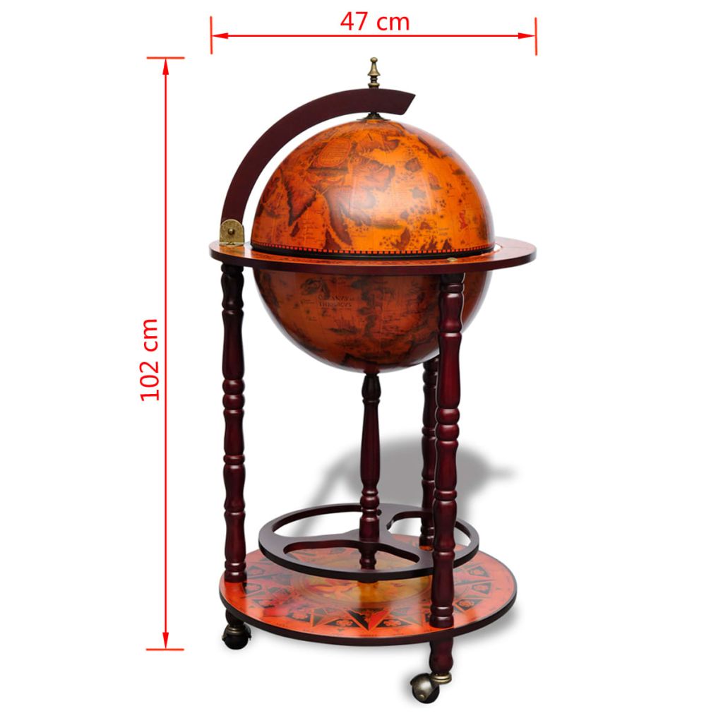 Karttapallon muotoinen baarikaappi eukalyptuspuu - Sisustajankoti.fi