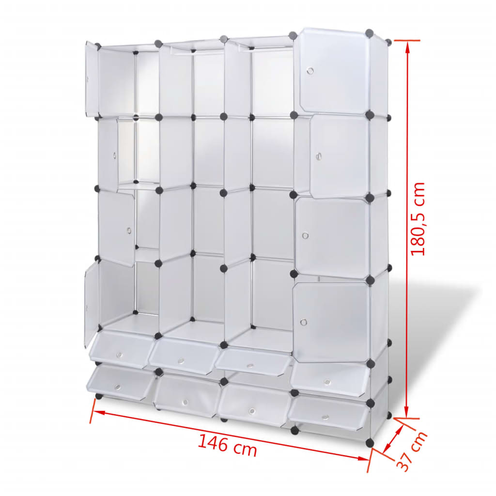 Moduulikaappi 18 lokeroa 37x146x180,5 cm valkoinen - Sisustajankoti.fi