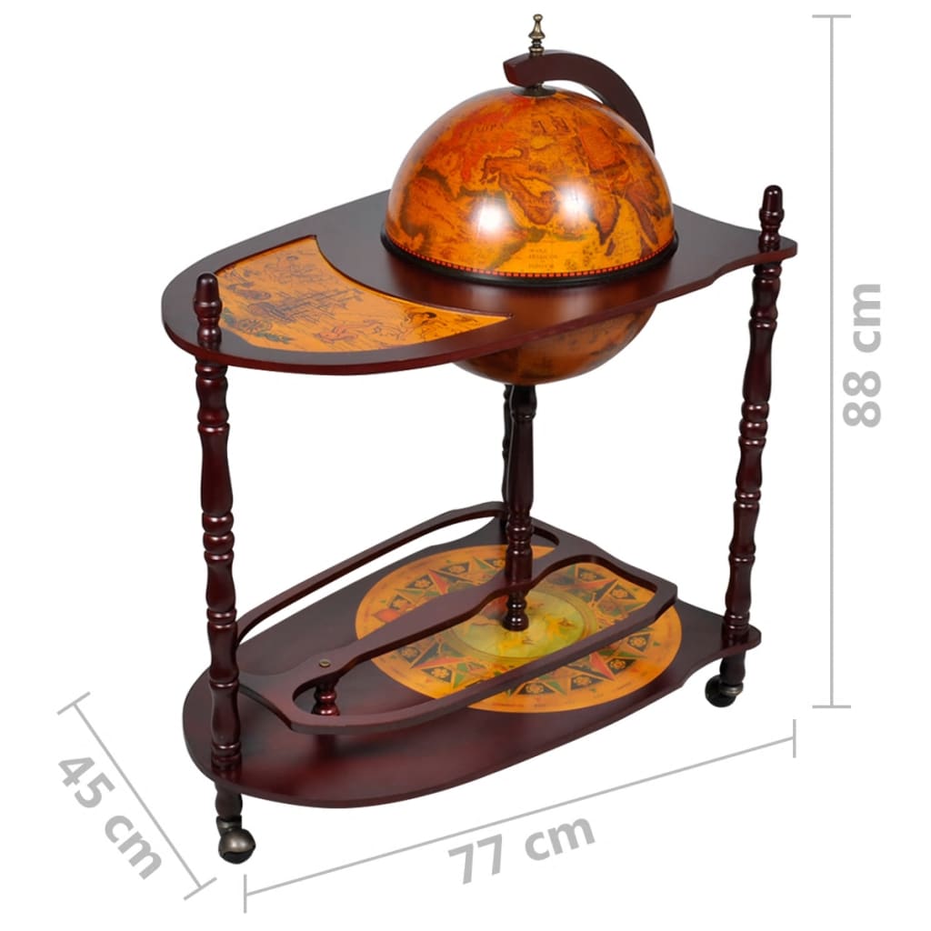 Karttapallon muotoinen baarikaappi eukalyptuspuu - Sisustajankoti.fi