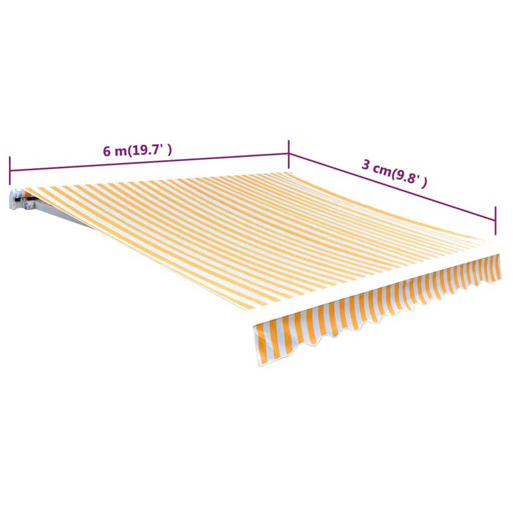 Markiisi-/aurinkovarjo auringonkukan keltainen/valkoinen 6x3 m - Sisustajankoti.fi