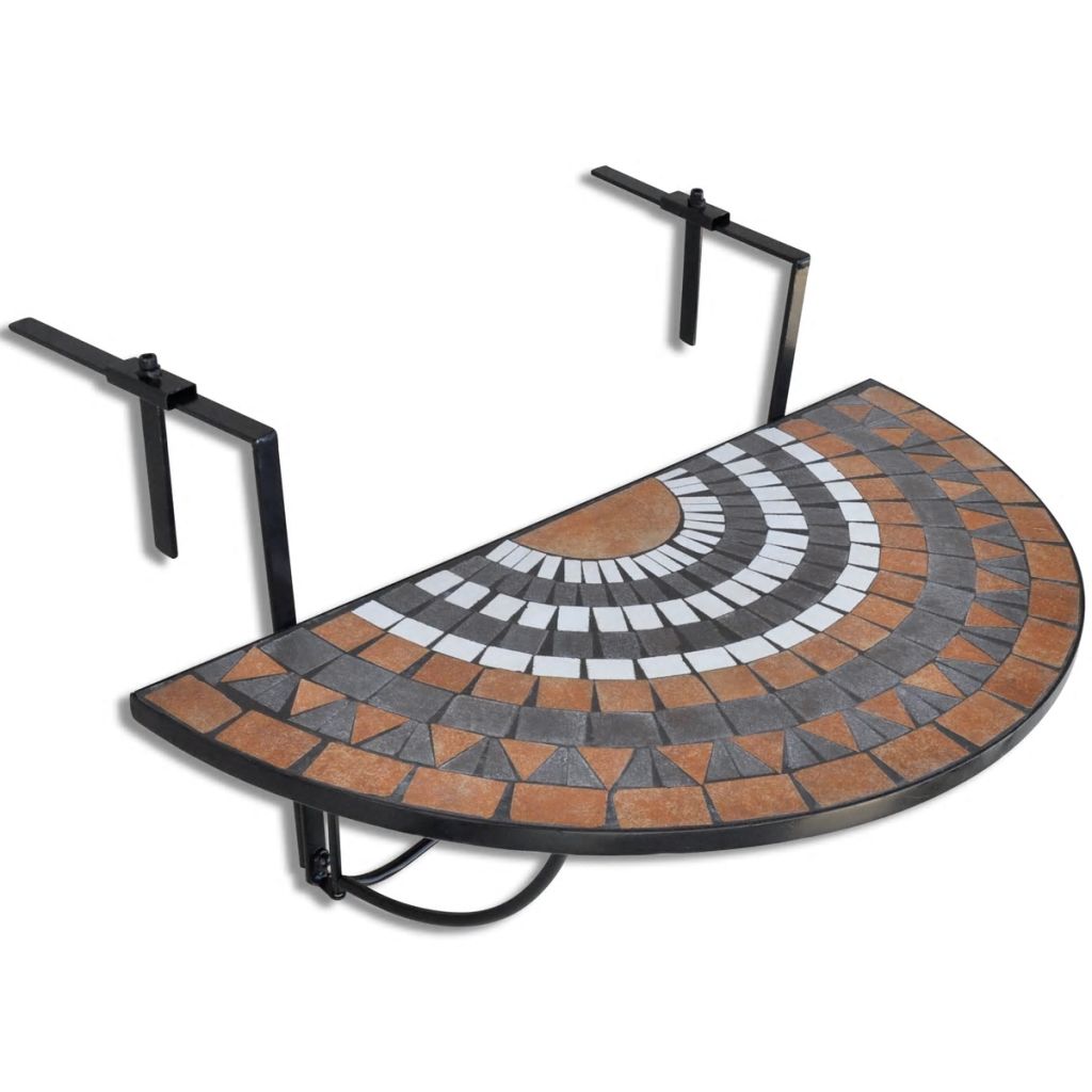 Roikkuva parvekepöytä terrakotta ja valkoinen mosaiikki - Sisustajankoti.fi