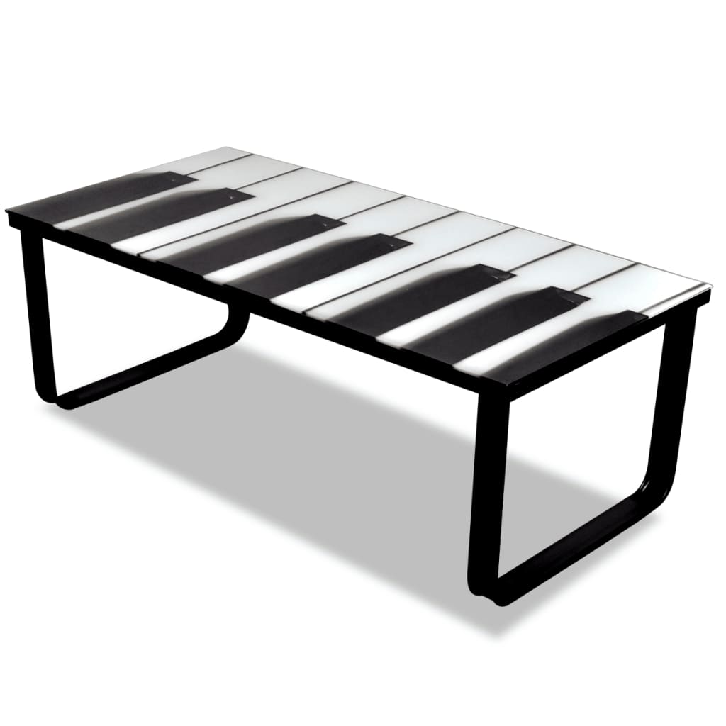 Sohvapöytä lasisella pöytälevyllä ja pianokuviolla - Sisustajankoti.fi