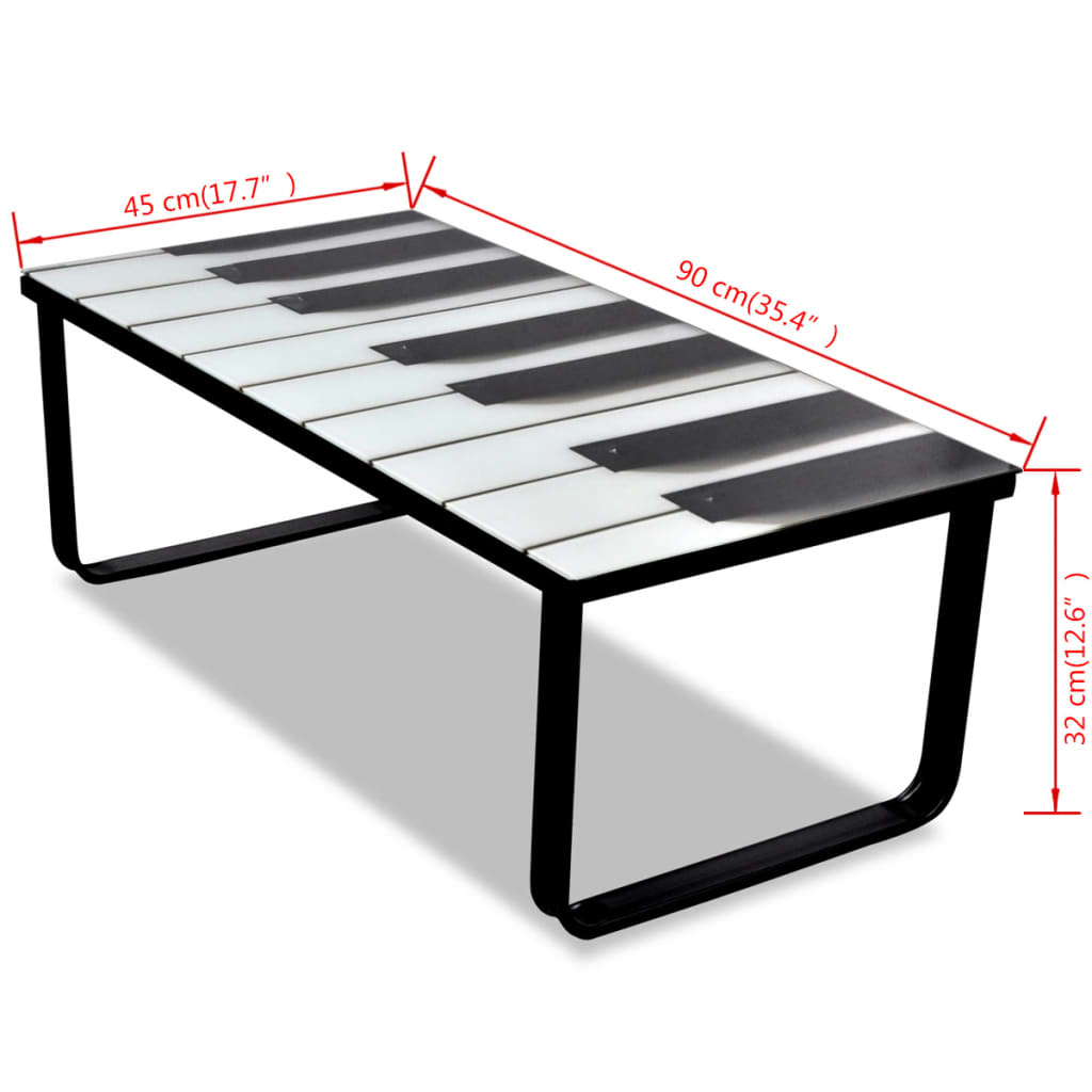 Sohvapöytä lasisella pöytälevyllä ja pianokuviolla - Sisustajankoti.fi