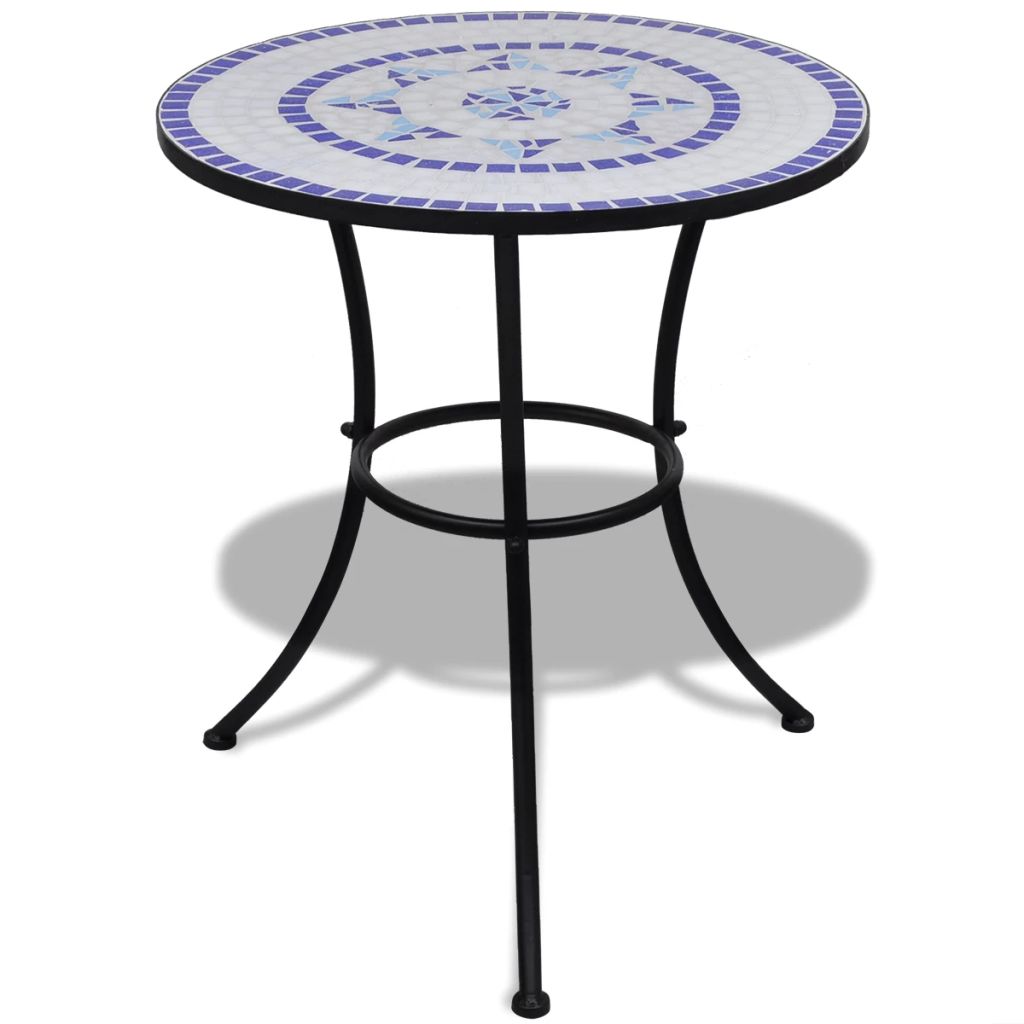 Bistropöytä sininen ja valkoinen 60 cm mosaiikki - Sisustajankoti.fi