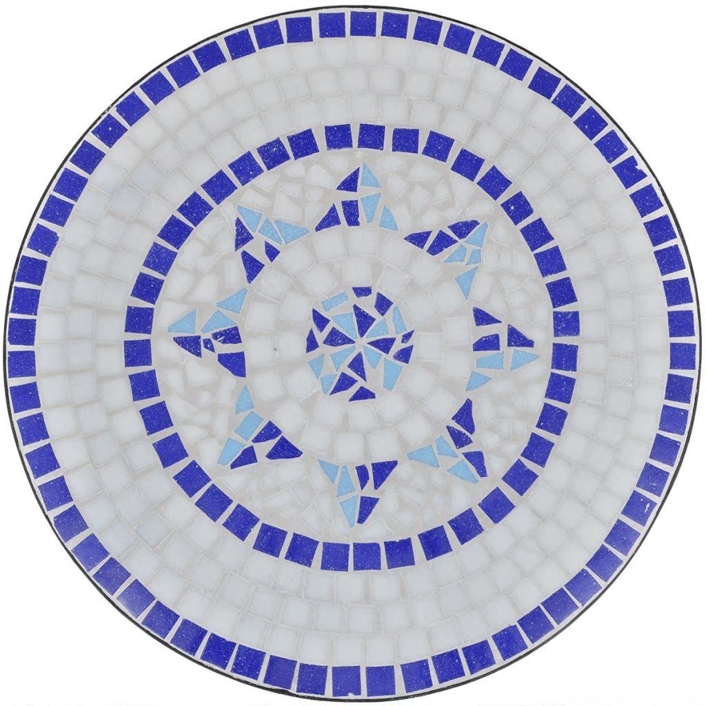 Bistropöytä sininen ja valkoinen 60 cm mosaiikki - Sisustajankoti.fi