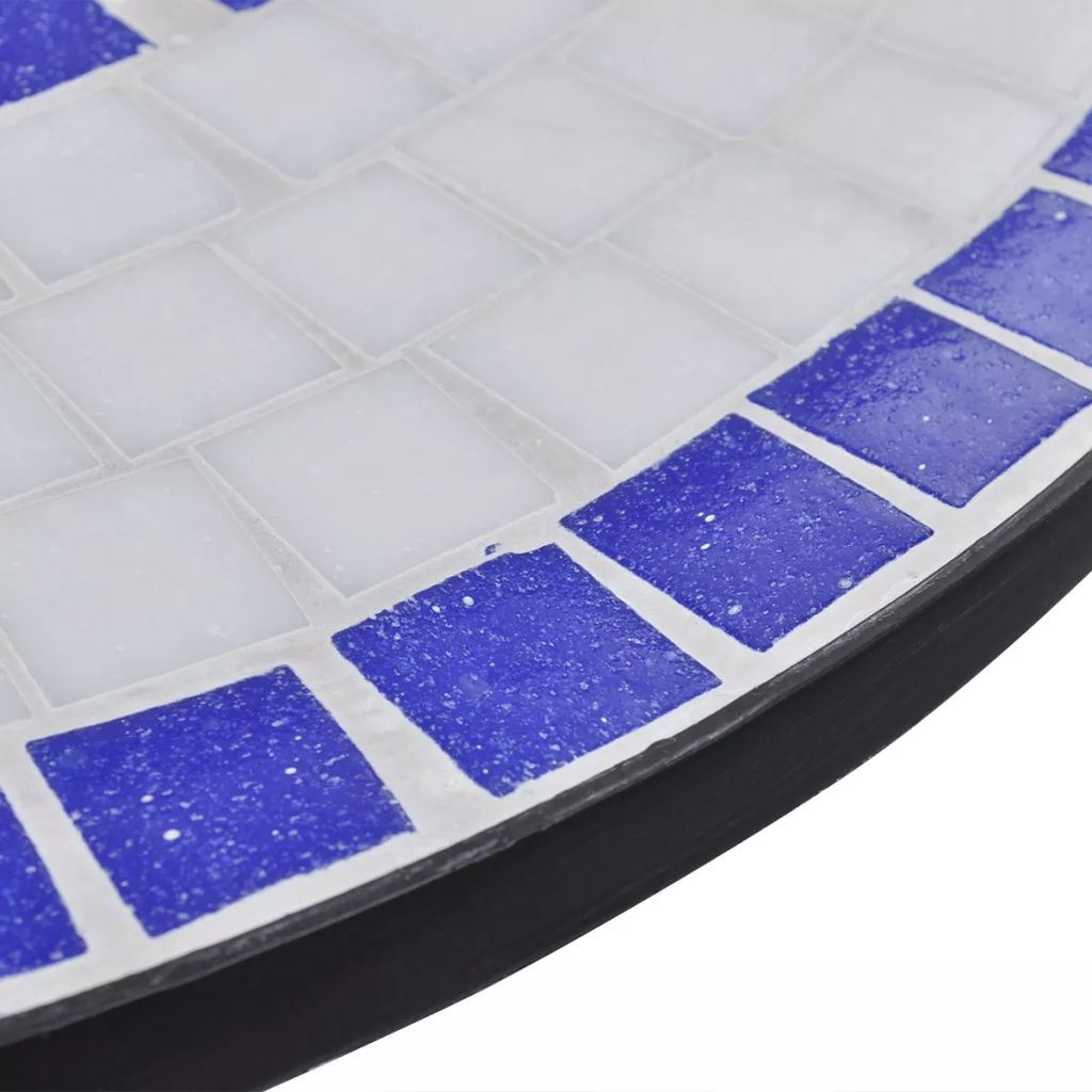 Bistropöytä sininen ja valkoinen 60 cm mosaiikki - Sisustajankoti.fi