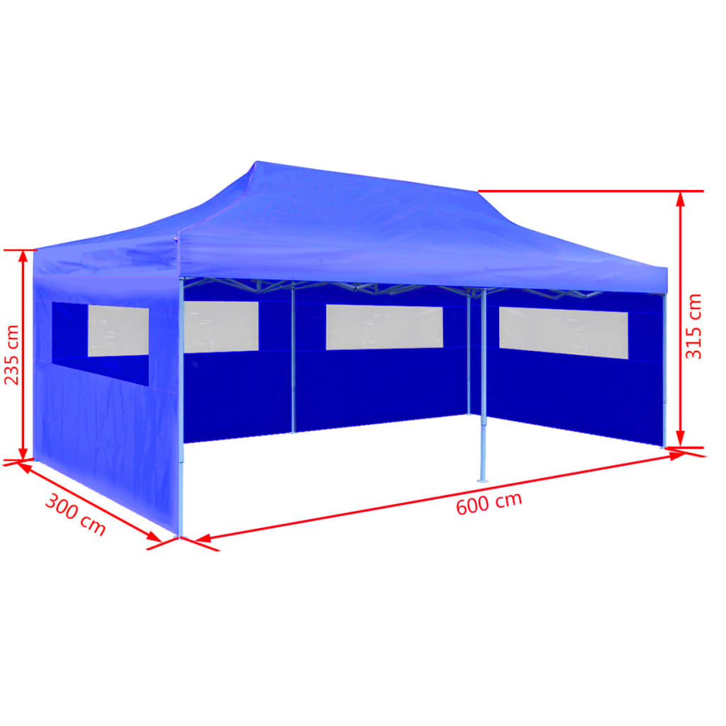 Kokoontaitettava pop-up juhlateltta 3 x 6 m sininen - Sisustajankoti.fi