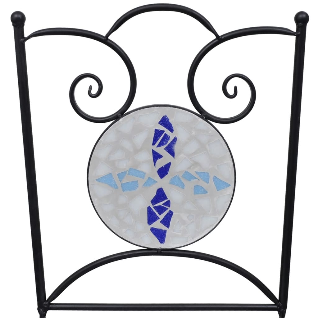 3-osainen Bistrokalustesarja mosaiikki sininen ja valkoinen - Sisustajankoti.fi