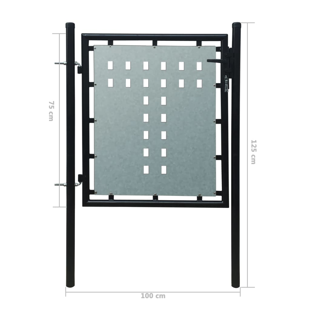 Yksiovinen Aitaportti musta 100 x 125 cm - Sisustajankoti.fi