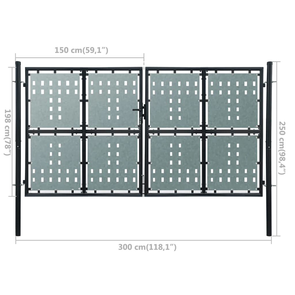 Yksiovinen Aitaportti musta 300 x 250 cm - Sisustajankoti.fi