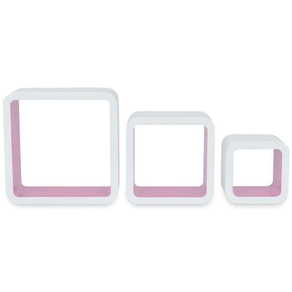 3 Valkoista-pinkkiä MDF Seinähyllyä Kirjoille/DVD:lle/Säilytykseen - Sisustajankoti.fi