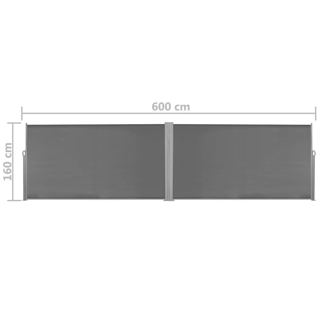 Sisäänvedettävä Sivumarkiisi 160x600 cm Harmaa - Sisustajankoti.fi