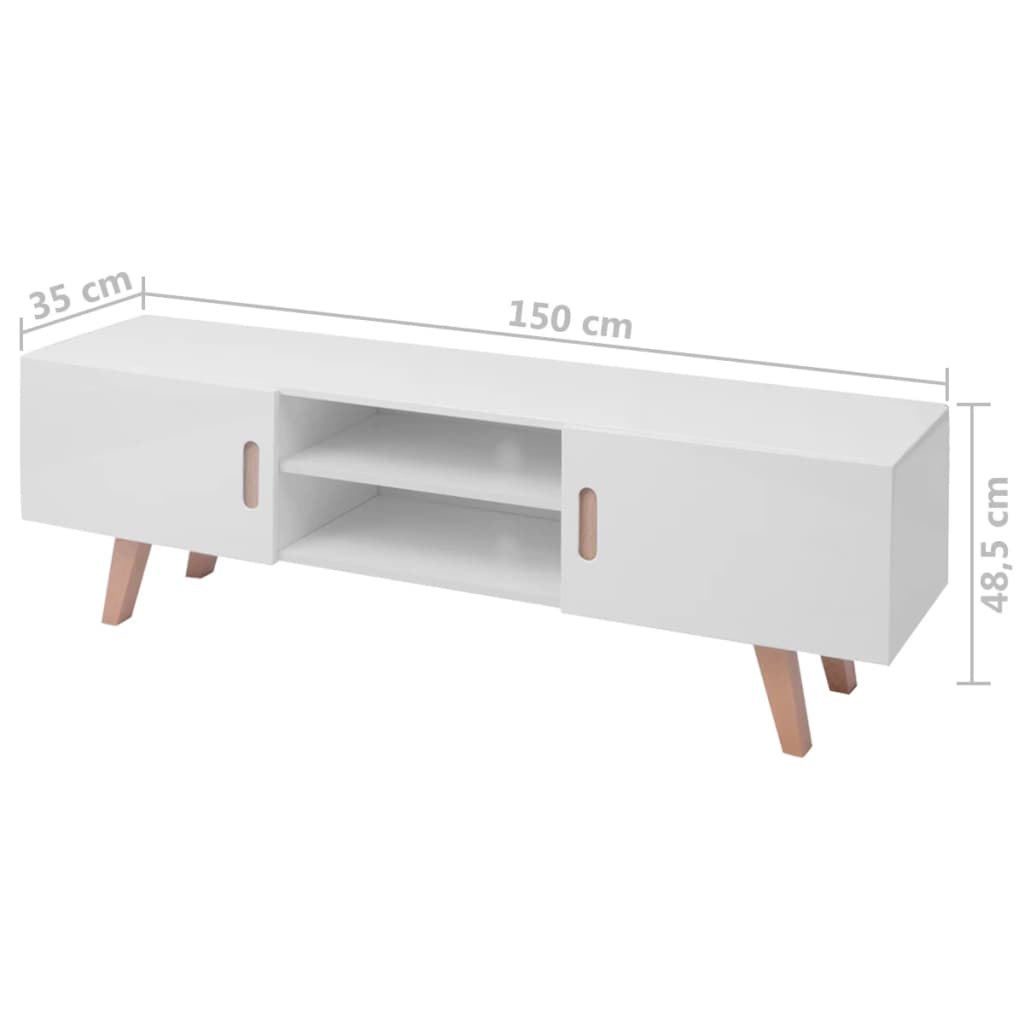 TV-taso MDF 150 x 35 x 48,5 cm korkeakiilto valkoinen - Sisustajankoti.fi