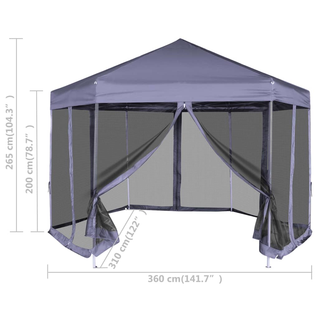 Kuusikulmainen Pop-up Juhlateltta 6 Seinää Sininen 3,6x3,1 m - Sisustajankoti.fi