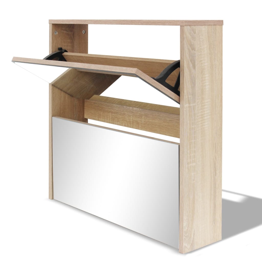 Kenkäkaappi 2 kerrosta ja peilit Tammi 63x17x67 cm - Sisustajankoti.fi